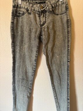 Akribos XXIV Gray Black Acid-Wash Low Rise Skinny Jeans